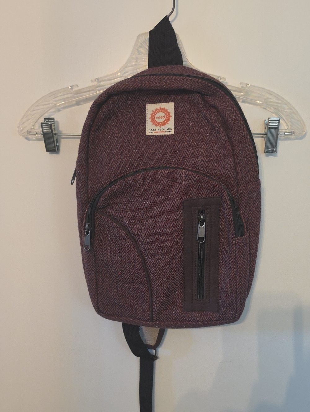 Maroon Herringbone Sling Backpack